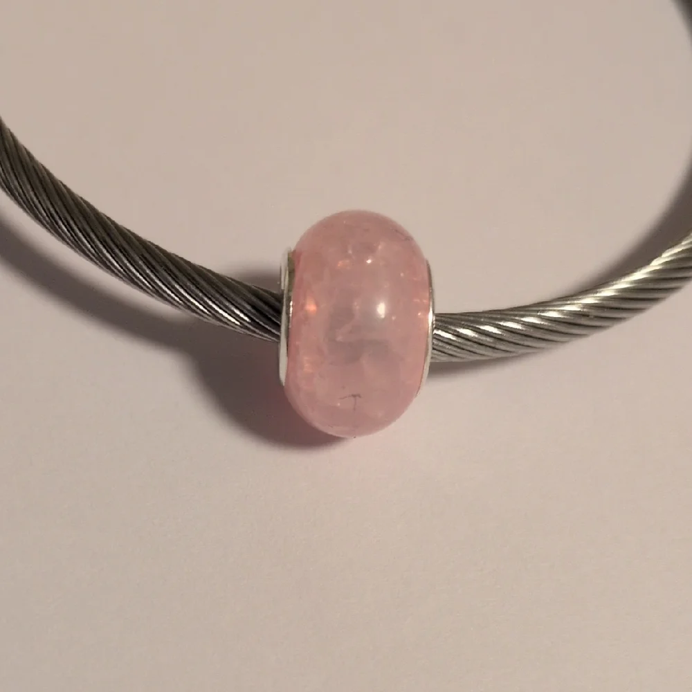 Silver with Crushed Pink‎ Charm for Pandora Style Bracelet
